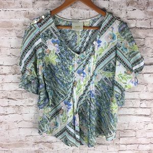 Anthropologie Maeve Maya Floral Flutter Top Spring